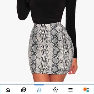 Womens Sexy Casual Bodycon Snakeskin Mini Midi Skirt Dress Grey White